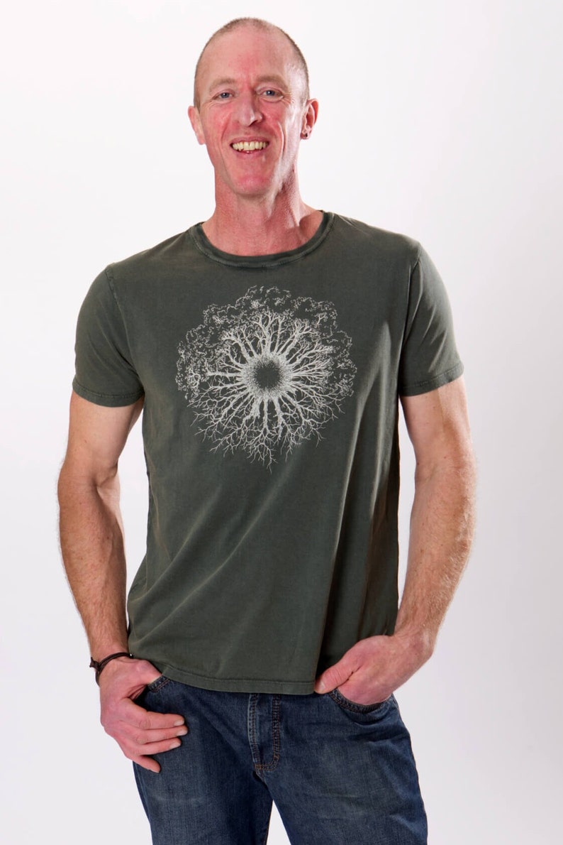 Organic T-shirt men made of organic cotton with tree motif for outdoor and leisure Organic Cotton Tshirt Tree Design image 2