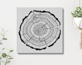 Canvas Canvas "Treeslice" Fineliner Drawing Art Home Living Room