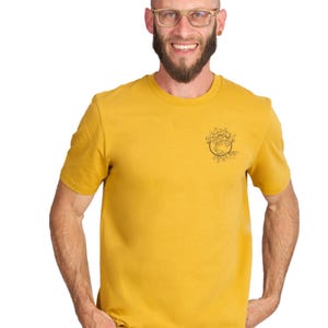 Organic Cotton Men's T-Shirt: Basic Logo-Shirt ocre yellow with chest motif "Olive"
