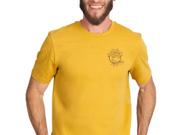 Organic Cotton Men's T-Shirt: Basic logo shirt ocre yellow with chest motif "Olive"