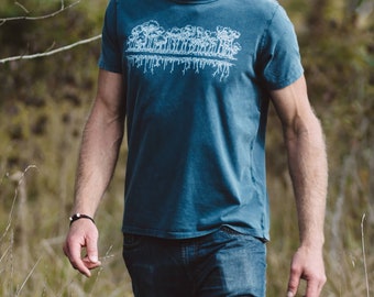 Organic men's T-shirt made of organic cotton with tree mirror for everyday outdoor and leisure shirt tshirt organic cotton tree