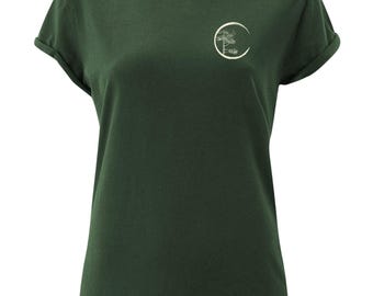 Women's Basic Logo Shirt "Circle" Washed Green made of organic cotton / T-Shirt Organic Cotton Tree of Life