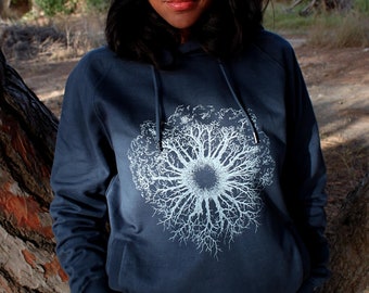 Hoodie sweater for men and women made of organic cotton with tree motif as a Christmas gift Organic Cotton Unisex Hoodie Tree Christmas Gift