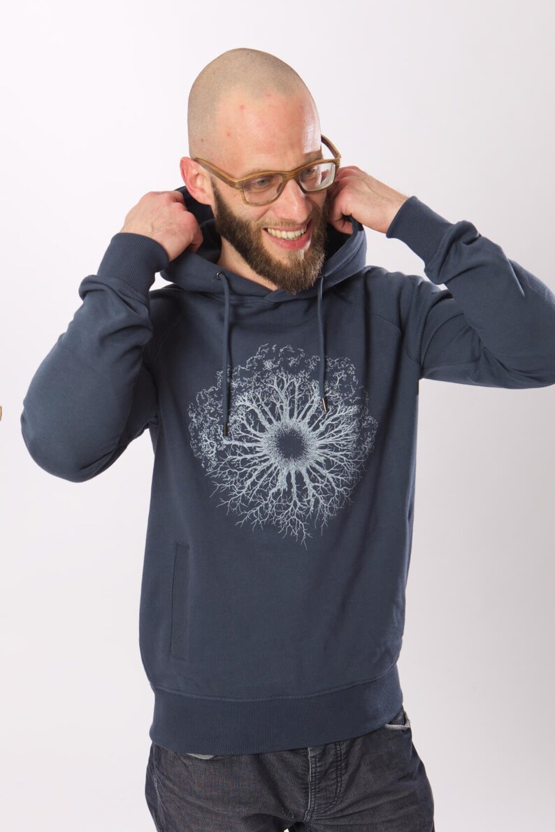 Hoodie sweater for men and women made of organic cotton with tree motif as a Christmas gift Organic Cotton Unisex Hoodie Tree Christmas Gift image 6