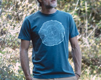 Organic t-shirt men made of organic cotton with the "BigSlice" treeslice motif for everyday leisure and outdoor