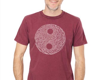 Organic T-shirt men made of organic cotton with YinYang tree motif for everyday leisure and outdoor