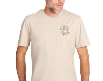 Organic Cotton Men's T-Shirt: Basic logo shirt desert dust with chest motif "Olive"