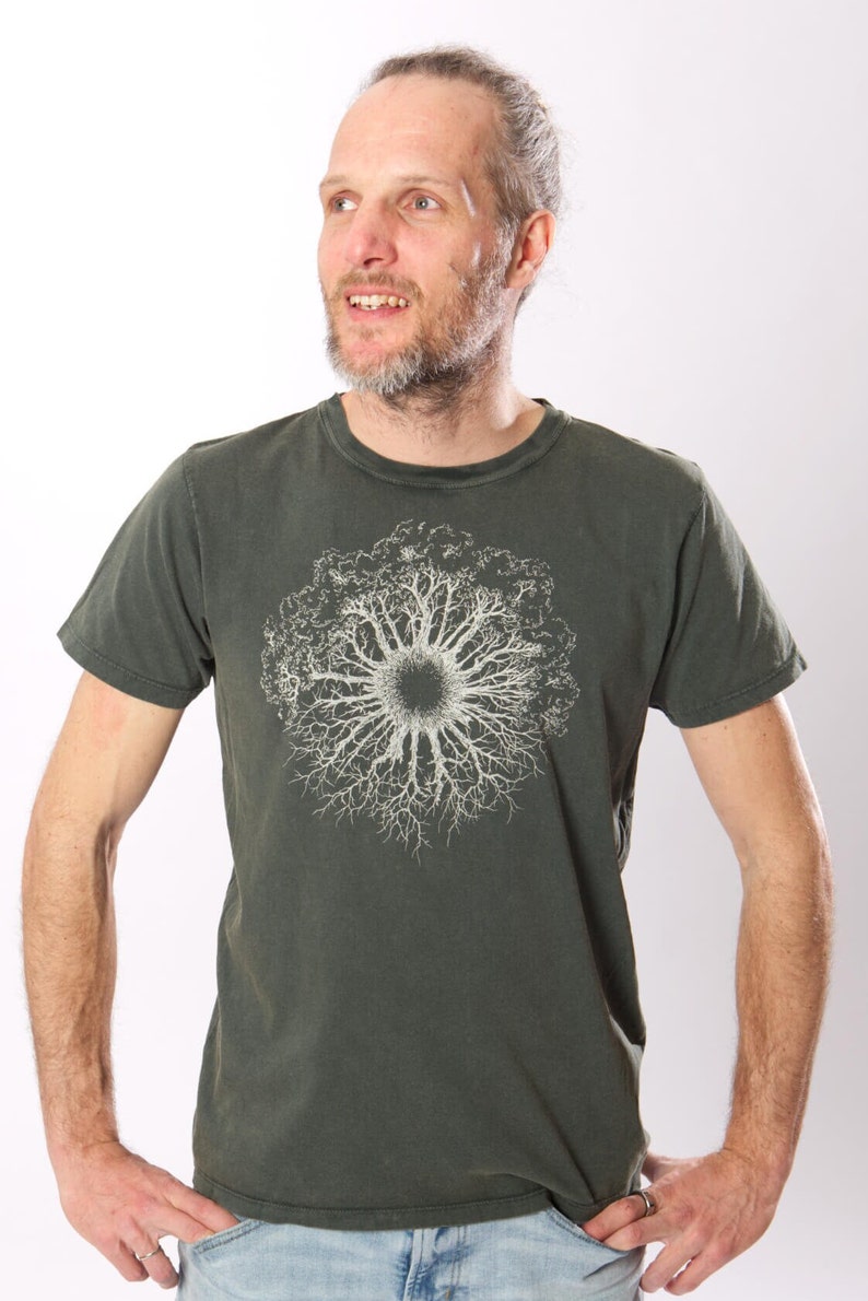 Organic T-shirt men made of organic cotton with tree motif for outdoor and leisure Organic Cotton Tshirt Tree Design image 3