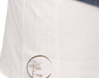 Organic cotton sweat skirt with logo - "Circle" motif, women's, in natural white