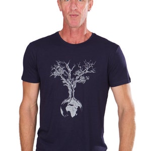 Organic men's t-shirt made of Lenzing Ecovero and organic cotton with a world tree motif for outdoor and leisure Organic cotton tshirt tree men image 3