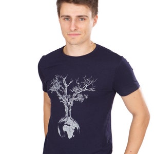 Organic men's t-shirt made of Lenzing Ecovero and organic cotton with a world tree motif for outdoor and leisure Organic cotton tshirt tree men image 4