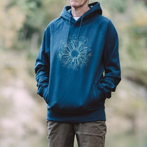 Hoodie sweater for men and women made of organic cotton with tree motif as a Christmas gift Organic Cotton Unisex Hoodie Tree Christmas Gift image 2