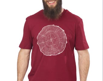 Organic t-shirt men Khaki made of organic cotton with "BigSlice" treeslice motif for everyday leisure and outdoor