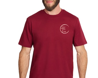 Organic Cotton Men's T-Shirt: Basic logo shirt burgundy with chest motif "Circle"