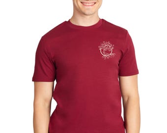 Organic Cotton Men's T-Shirt: Basic logo shirt burgundy with chest motif "Olive"