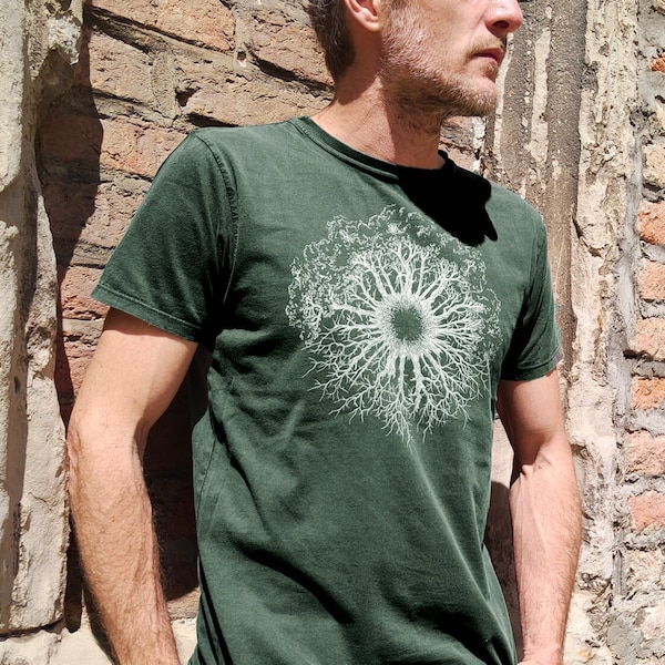 Organic T-shirt men made of organic cotton with tree motif for outdoor and leisure Organic Cotton Tshirt Tree Design