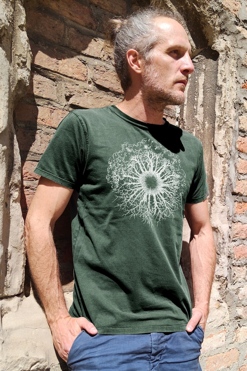 Organic T-shirt men made of organic cotton with tree motif for outdoor and leisure Organic Cotton Tshirt Tree Design image 1