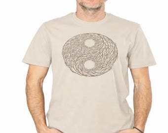 Organic Cotton Men's T-Shirt: Desert Dust with "YinYang" Print