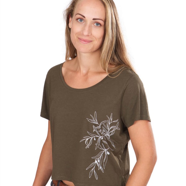 Women's shirt "Olive Branch" made of Lenzing Ecovero and organic cotton / T-shirt Ecovero - Organic Cotton Tree of Life