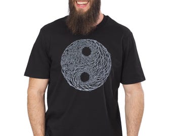 Organic T-shirt men made of organic cotton with YinYang tree motif for everyday leisure and outdoor