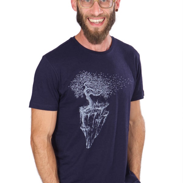 Organic men's t-shirt made of Lenzing Ecovero and organic cotton with Maple Island motif for outdoor and leisure Organic cotton tshirt tree men