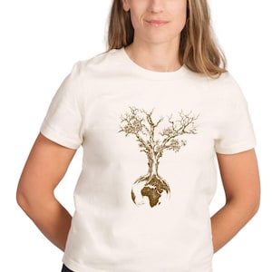 Women&#39;s Shirt &quot;World Tree&quot; Natural Raw made of organic cotton / T-Shirt Organic Cotton Tree of Life