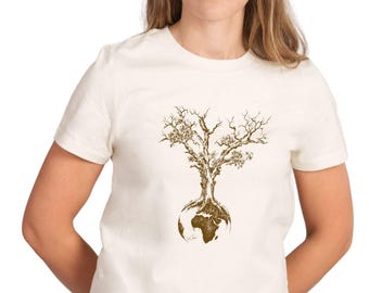 Women's Shirt "World Tree" Natural Raw made of organic cotton / T-Shirt Organic Cotton Tree of Life