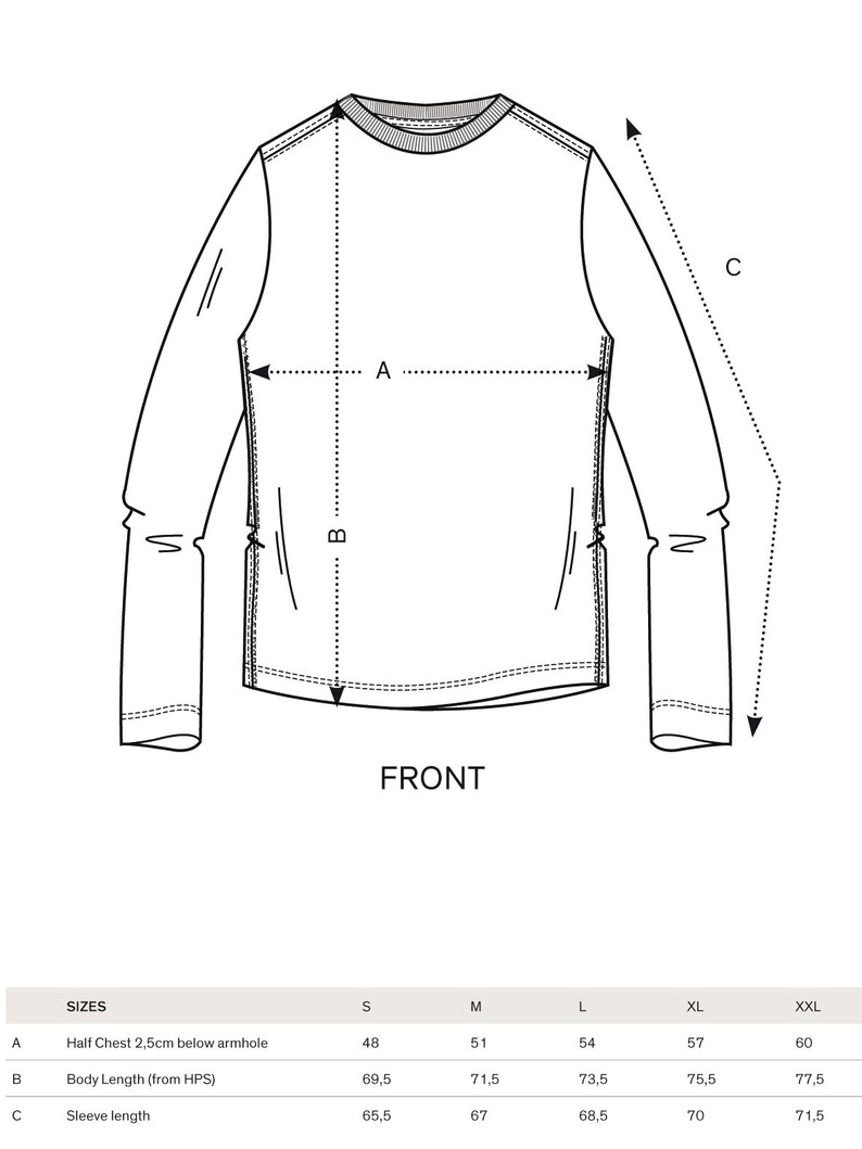the front and back of a long sleeved shirt