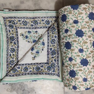 Indian quilt ,hand block print ,light weight, queen size,100% cotton, hand made, soft quilt, comforter, flower print, Kantha quilt self made