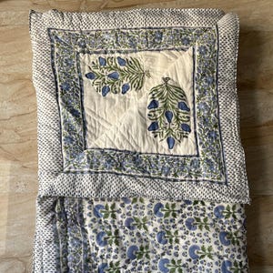 Estampa de bloco de mão Revrsibal, leve, tamanho queen, 100% algodão, feito à mão, colcha macia, edredom, estampa de flores, colcha Kantha feita por você mesmo