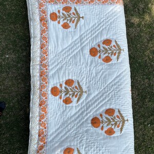 Colcha indiana, estampa de bloco manual, leve, tamanho queen, 100% algodão, feita à mão, colcha macia, edredom, estampa de flores, colcha Kantha feita por você mesmo