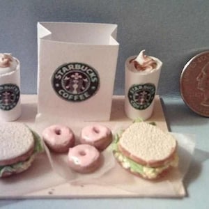 1/6th Scale Miniature Starbucks Egg Salad Food Set Photography Props 13" Doll Like Barbie