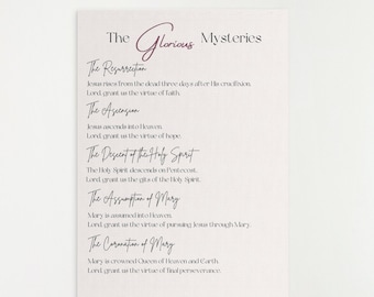 Glorious Mysteries of the Rosary Print - Digital Download
