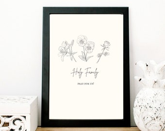 Holy Family Print - Floral - Digital Download