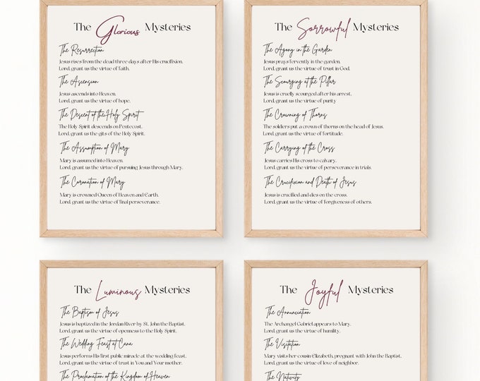 VALUE SET: All Four Sets of the Mysteries of the Rosary Prints ...