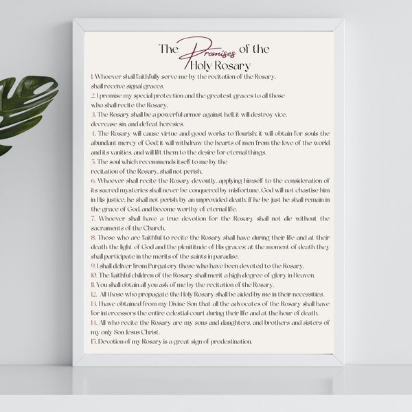 15 Promises of the Rosary Print - Digital Download