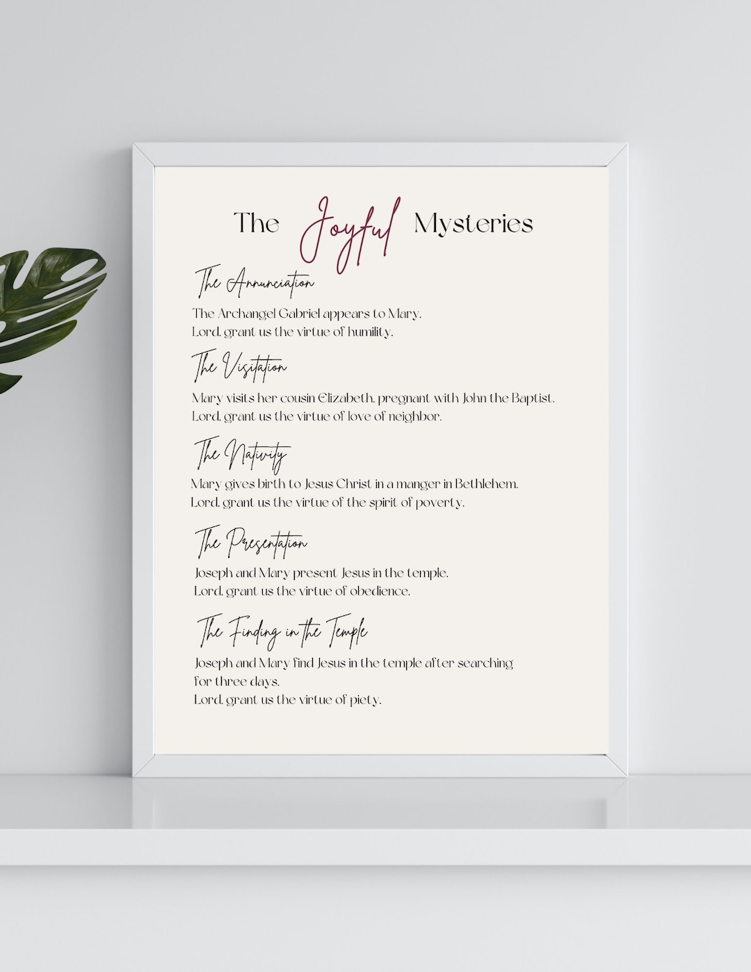 Joyful Mysteries of the Rosary Print - Digital Download - Etsy