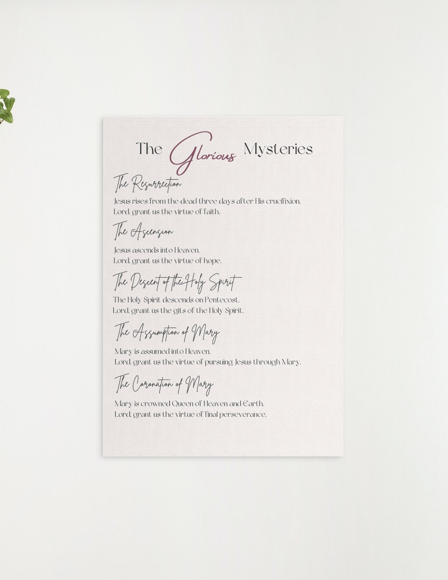 Glorious Mysteries of the Rosary Print - Digital Download - Etsy