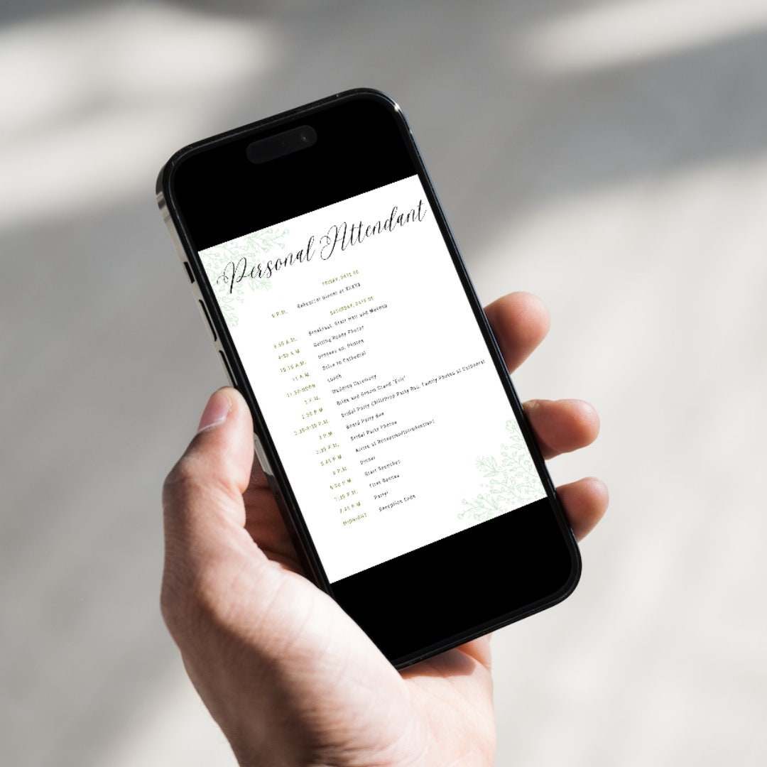 Editable Bridal Party Schedule Template Includes All Roles Etsy