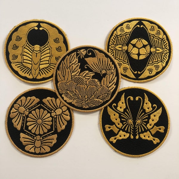 Various Butterfly Motif Japanese Kamon Crest - Embroidered Patches