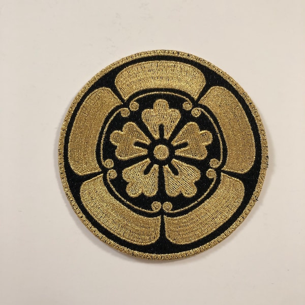 Nobunaga Oda Metallic embroidered patch Japanese kamon crest