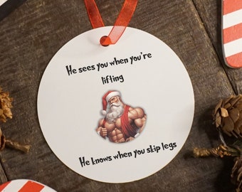 Gym Bro Christmas Ornament,  Powerlifting Ornament, Gym Christmas Ornament,  Fitness Ornament, Weight Lifter Ornament, Weightlifting Gift
