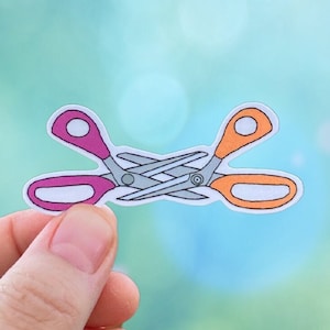Gay Rights Scissoring Stickers | queer sticker for water bottle or laptop, including trans flag and lesbian flag colors!