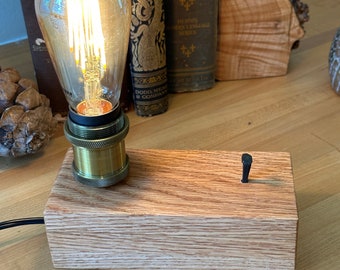 Reclaimed oak 3 way touch lamp