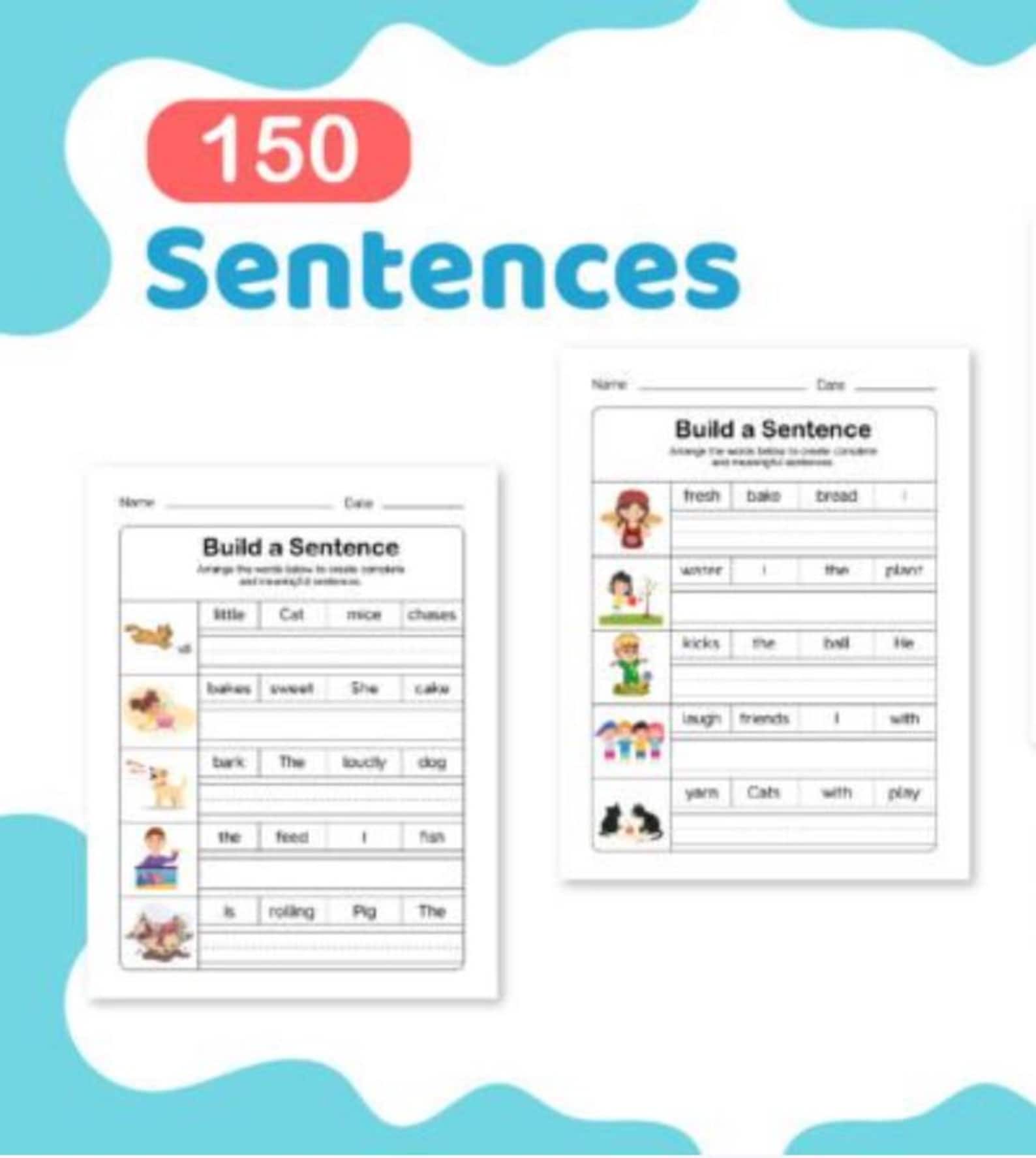 150 Build a Sentence Worksheets - ELA Grammar & Writing Practice for