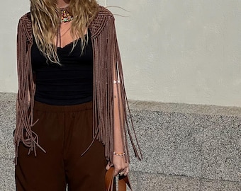 Handmade Macrame Shoulder Piece: Brown Boho Festival Wear