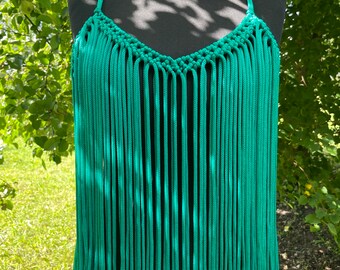Green macrame top, Festival outfit, Romantic style top, Green outfit for party, Green boho style top, St.Patricks day outfit, Christmas top