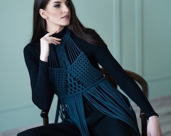 Macrame dark grey dress, Festival clothing, Exclusive outfit, Perfect dress for party, Beach party outfit, Birthday outfit.