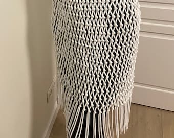 Handmade Macrame Skirt: White Boho Festival Outfit