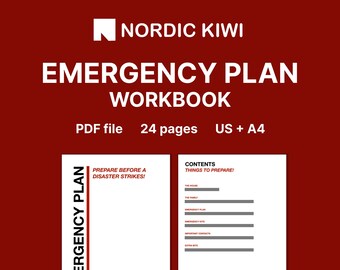 Noodplan Werkboek voor het gezin! | Afdrukbare PDF | Planner voor paraatheid bij noodsituaties | Sjablonen | Natuurrampenplanner | Wat als